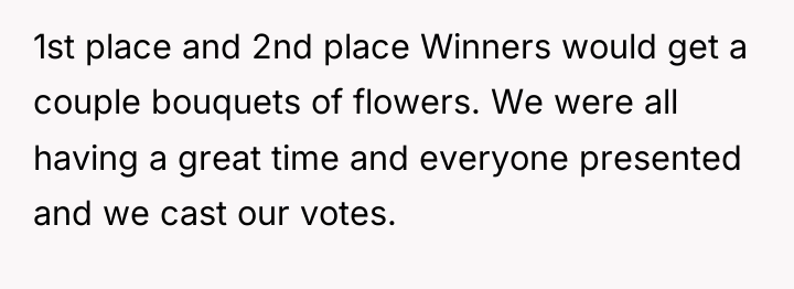 1st place and 2nd place Winners would get a couple...