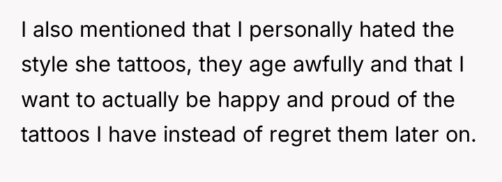 I also mentioned that I personally hated the style she...