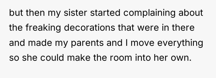 but then my sister started complaining about the freaking decorations...
