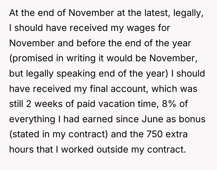 At the end of November at the latest, legally, I...