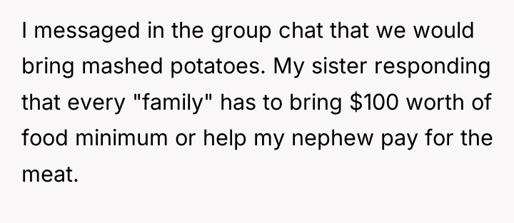 I messaged in the group chat that we would bring...
