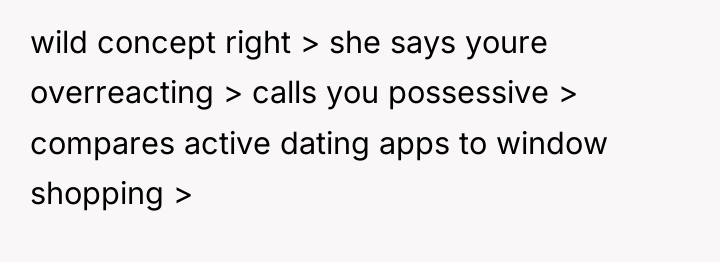wild concept right > she says youre overreacting > calls...