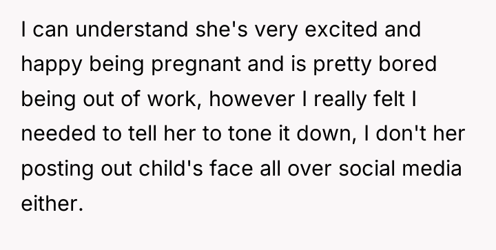 I can understand she's very excited and happy being pregnant...