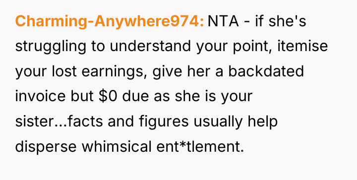 Charming-Anywhere974 NTA - if she's struggling to understand your point,...