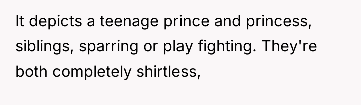 It depicts a teenage prince and princess, siblings, sparring or...