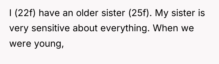 I (22f) have an older sister (25f). My sister is...