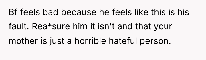 Bf feels bad because he feels like this is his...