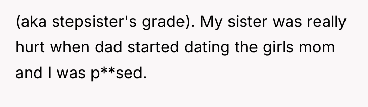 (aka stepsister's grade). My sister was really hurt when dad...