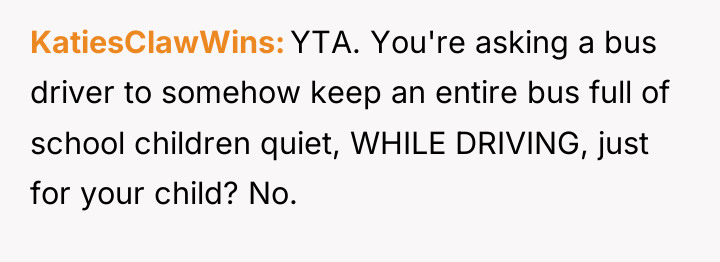 KatiesClawWins YTA. You're asking a bus driver to somehow keep...