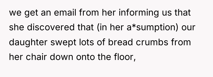 we get an email from her informing us that she...