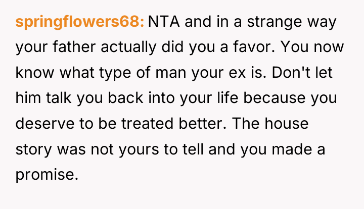 springflowers68 NTA and in a strange way your father actually...