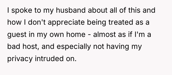 I spoke to my husband about all of this and...