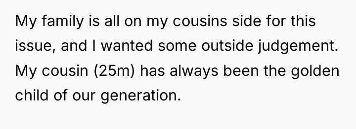 My family is all on my cousins side for this...