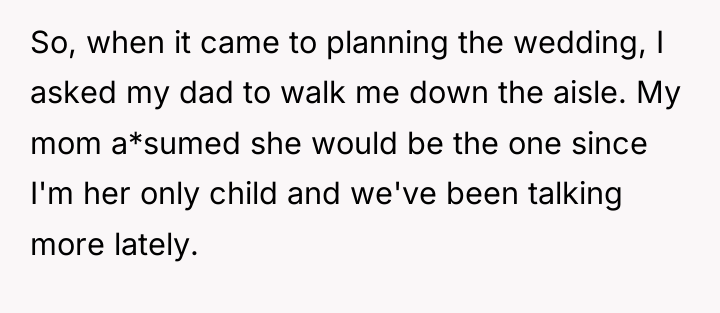 So, when it came to planning the wedding, I asked...