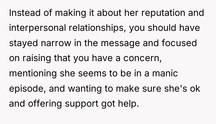 Instead of making it about her reputation and interpersonal relationships,...