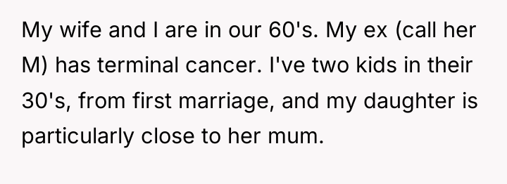 My wife and I are in our 60's. My ex...