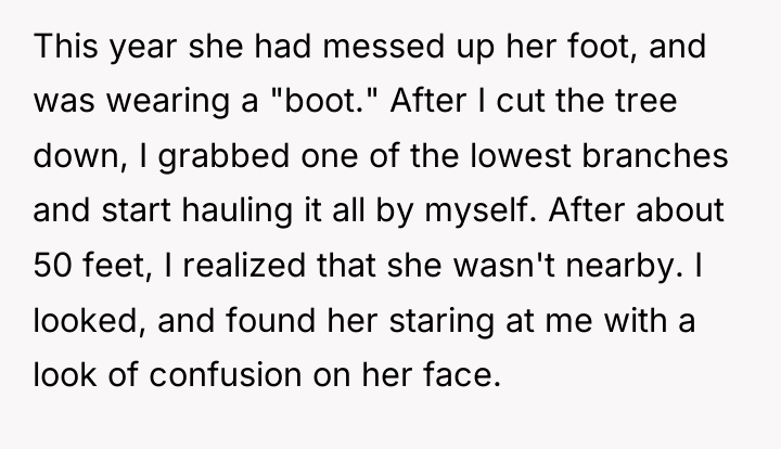 This year she had messed up her foot, and was...