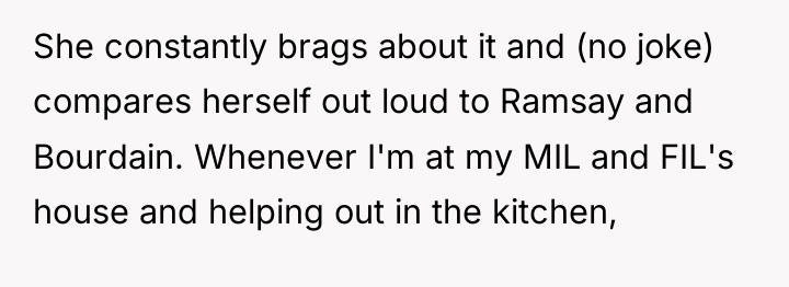 She constantly brags about it and (no joke) compares herself...