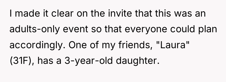 I made it clear on the invite that this was...