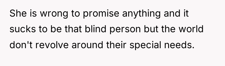 She is wrong to promise anything and it sucks to...