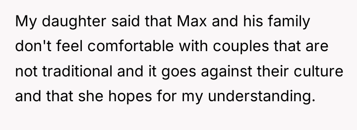 My daughter said that Max and his family don't feel...