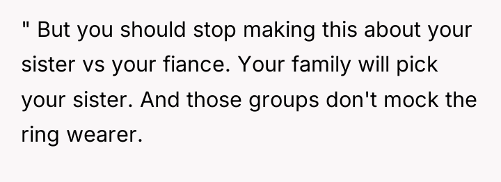 " But you should stop making this about your sister...