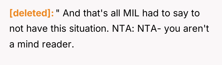 [deleted] " And that's all MIL had to say to...