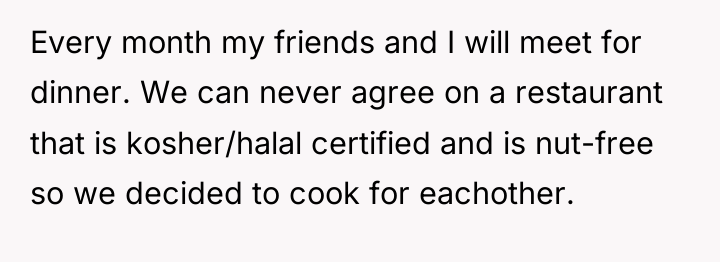 Every month my friends and I will meet for dinner....