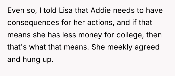 Even so, I told Lisa that Addie needs to have...