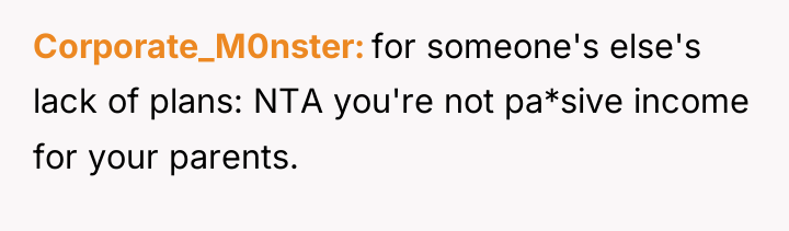 Corporate_M0nster for someone's else's lack of plans: NTA you're not...