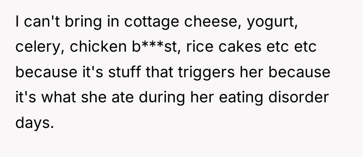 I can't bring in cottage cheese, yogurt, celery, chicken b***st,...