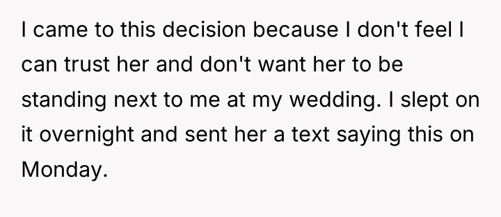 I came to this decision because I don't feel I...