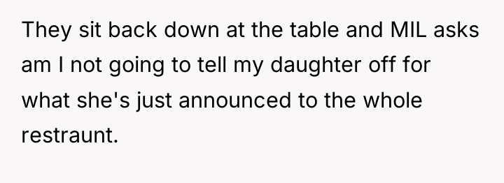 They sit back down at the table and MIL asks...