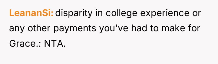 LeananSi disparity in college experience or any other payments you've...