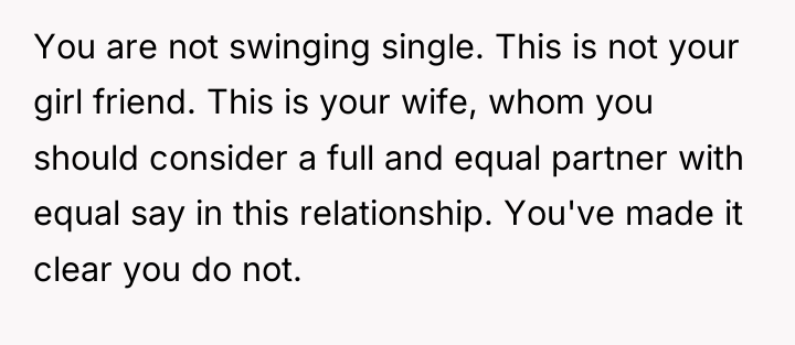 You are not swinging single. This is not your girl...