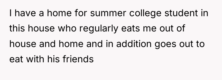 I have a home for summer college student in this...