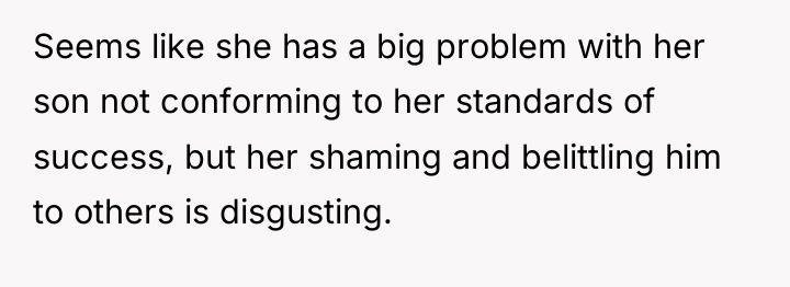 Seems like she has a big problem with her son...