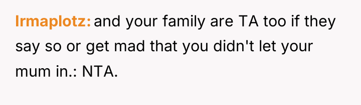 Irmaplotz and your family are TA too if they say...