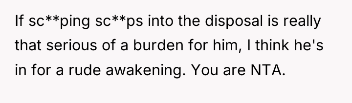 If sc**ping sc**ps into the disposal is really that serious...
