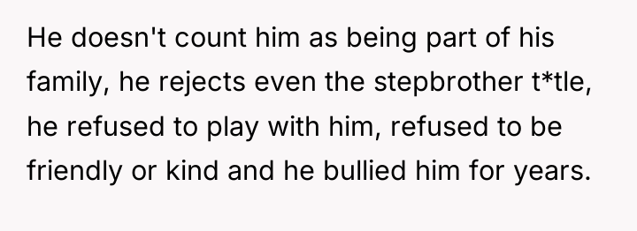 He doesn't count him as being part of his family,...