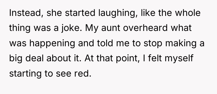 Instead, she started laughing, like the whole thing was a...
