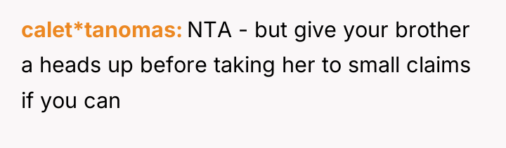 calet*tanomas NTA - but give your brother a heads up...