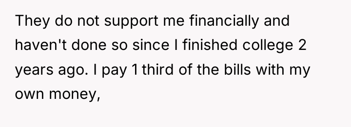 They do not support me financially and haven't done so...