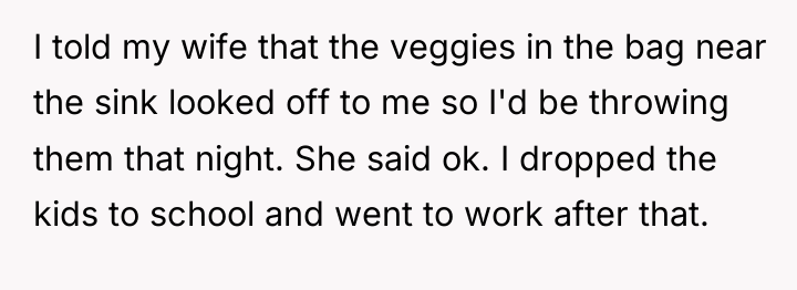 I told my wife that the veggies in the bag...