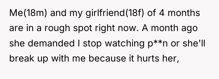 Me(18m) and my girlfriend(18f) of 4 months are in a...