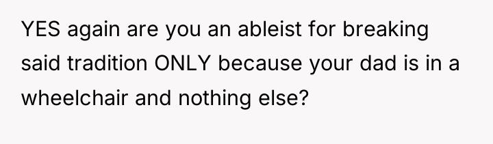 YES again are you an ableist for breaking said tradition...