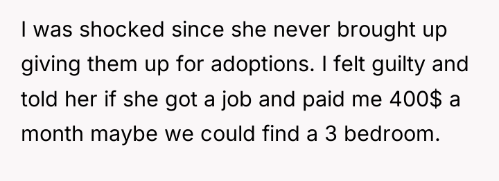 I was shocked since she never brought up giving them...