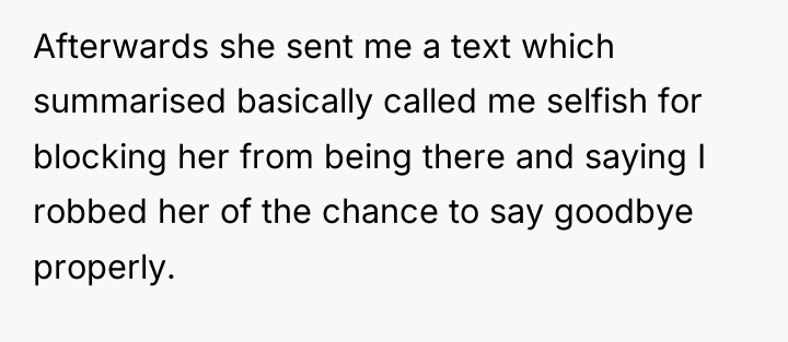 Afterwards she sent me a text which summarised basically called...