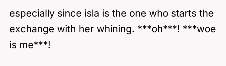 especially since isla is the one who starts the exchange...