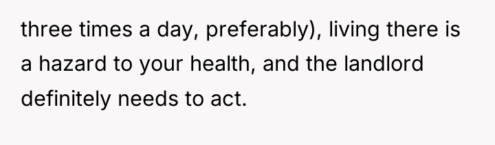 three times a day, preferably), living there is a hazard...